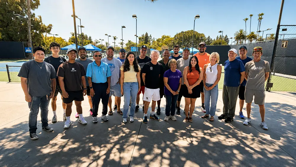 Anaheim Tennis Center coaches, staff, and players at the tennis and pickleball facility