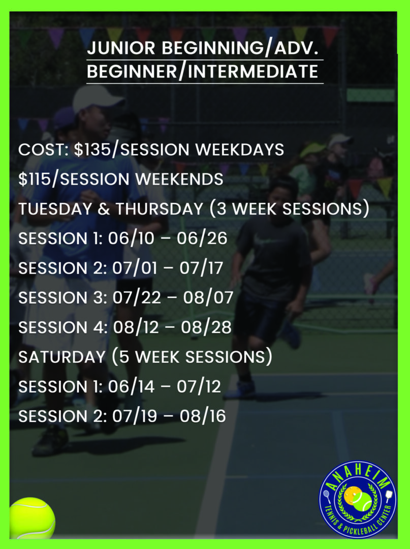 JUNIOR BEGINNING:ADV. BEGINNER:INTERMEDIATE JUNIOR BEGINNING:ADV. BEGINNER:INTERMEDIATE