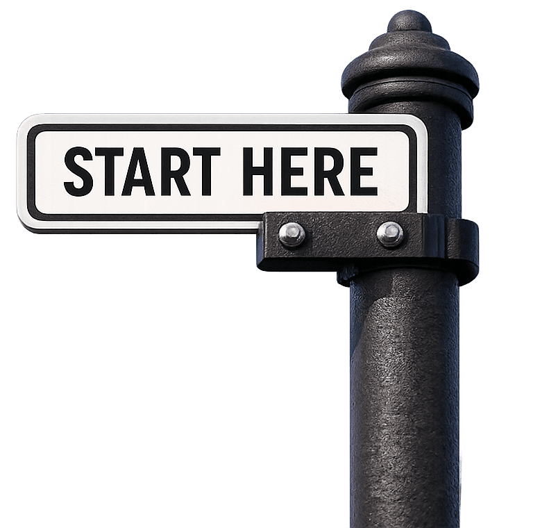 Start here sign